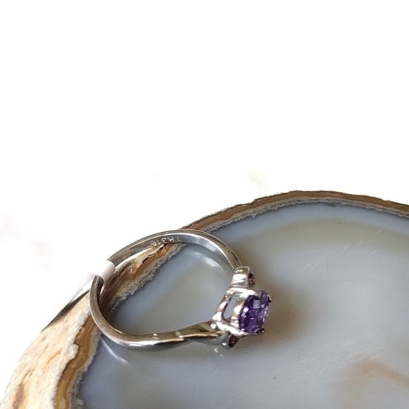 Stainless Steel Cocktail Ring Purple CZ Amethyst Color | Hypoallergenic - Picture 11 of 12
